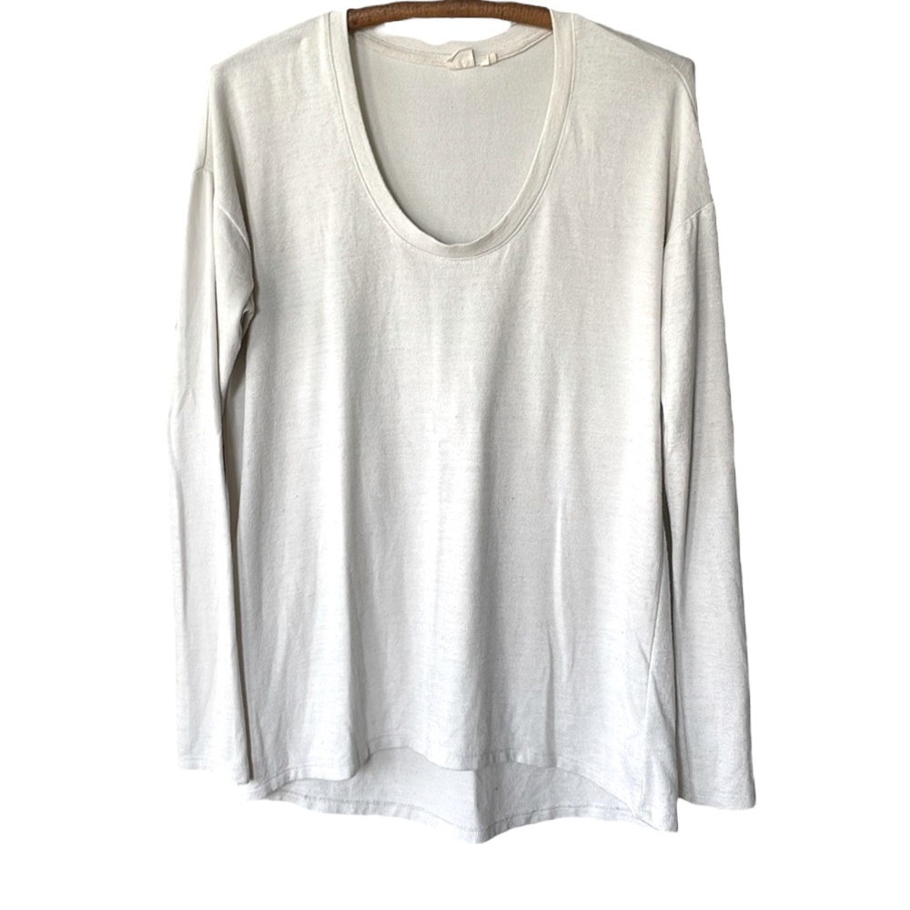 GAP Heather Ivory Scoop Neck Long Sleeve Knit Top Size Medium